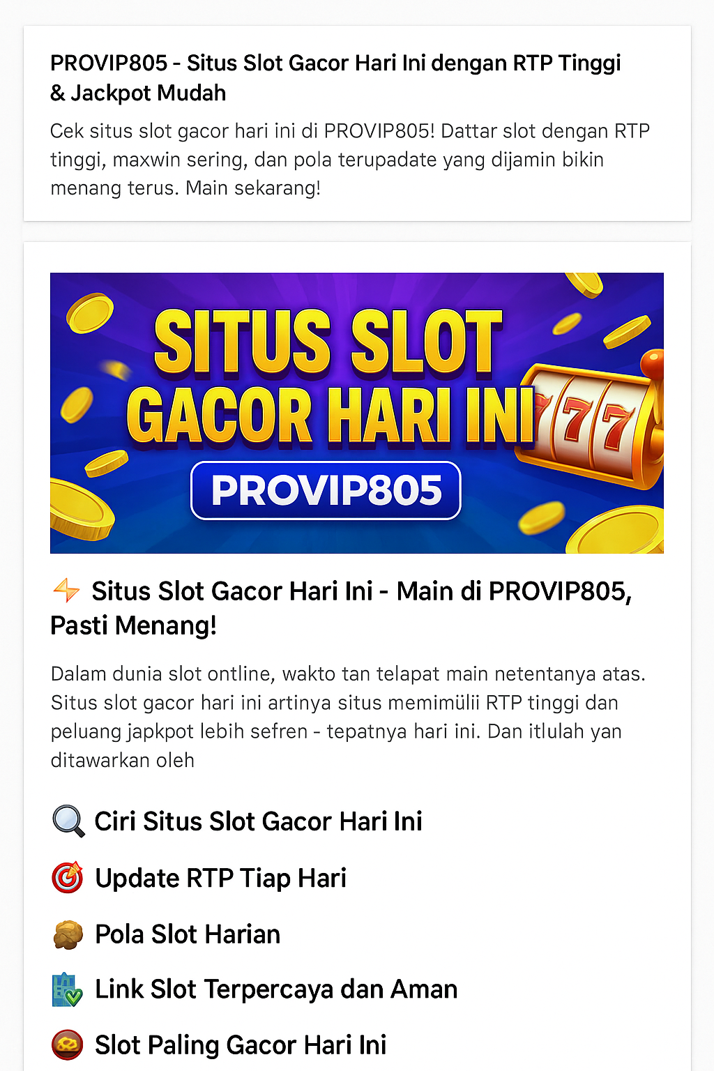 PROVIP805 – Slot Gacor Terpercaya 2024 Dengan RTP Tinggi & Fitur Anti Rungkad